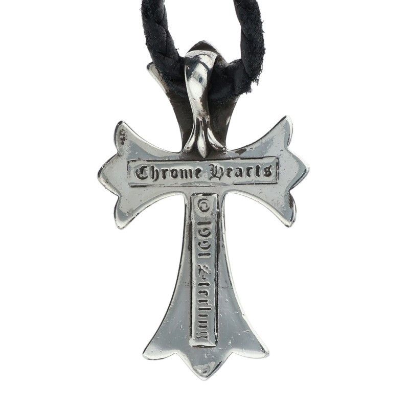Chrome Hearts CH Crs Sml BC Small CH Cross Boro Chip Silver Necklace — view 3