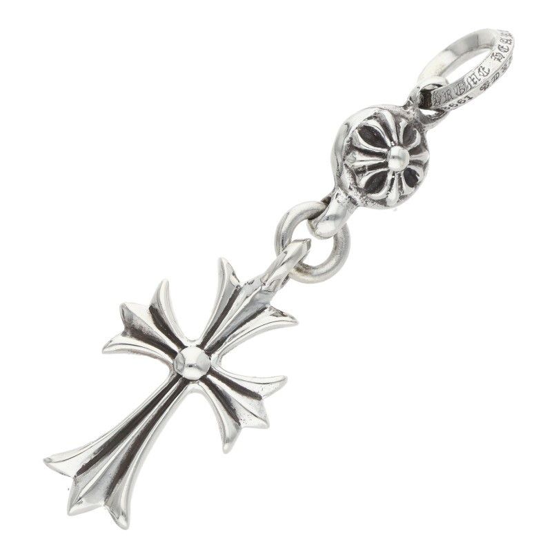 Chrome Hearts Tny CH Crs 1 Ball Tiny CH Cross Charm Silver Necklace Top — view 2