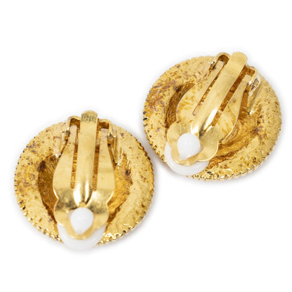 Chanel CC Logo Round Clip Type Earrings Gold Plated — view 2