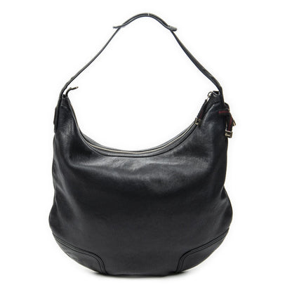 Gucci Large Web Prince Hobo Black Gray Calfskin Leather — view 5