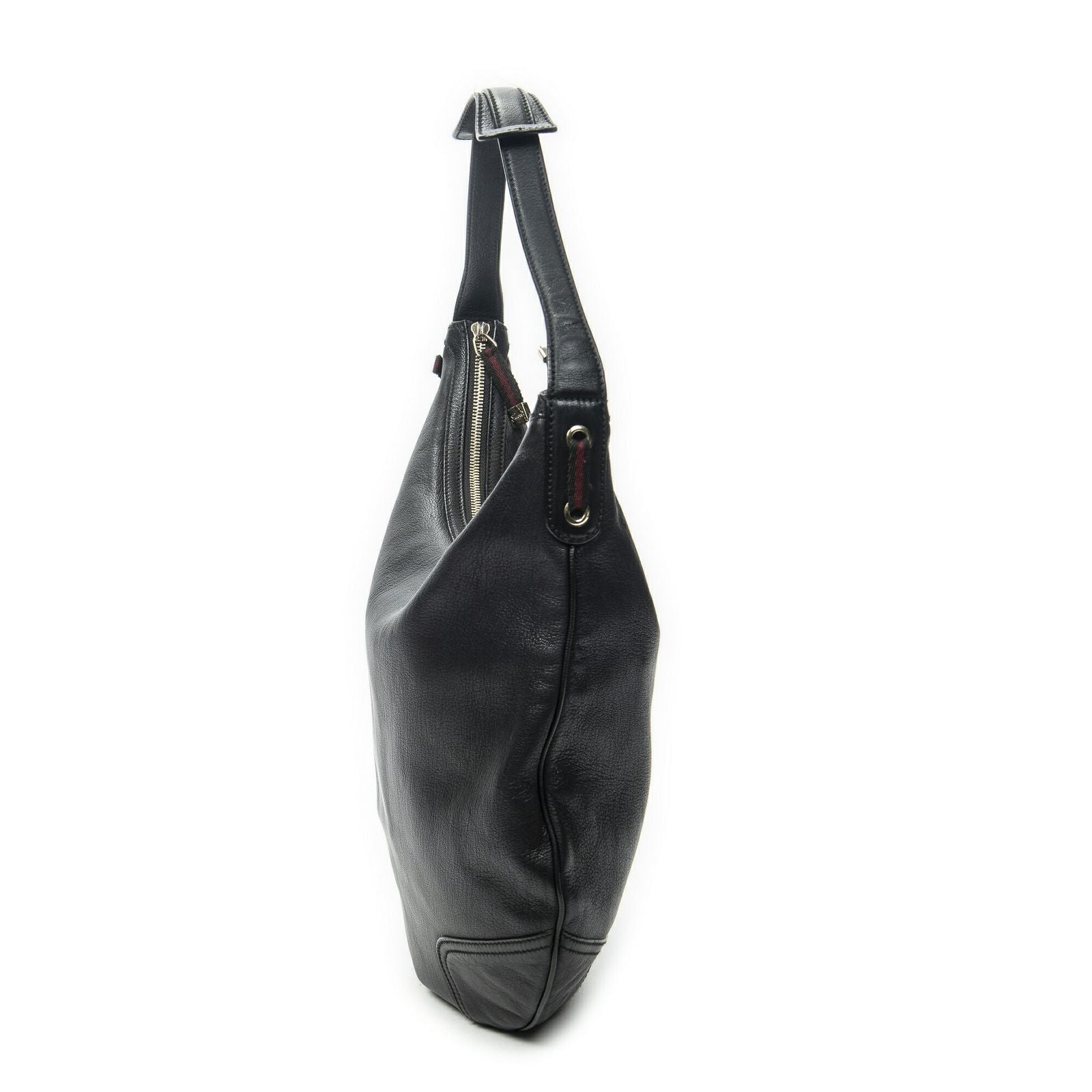 Gucci Large Web Prince Hobo Black Gray Calfskin Leather — view 3