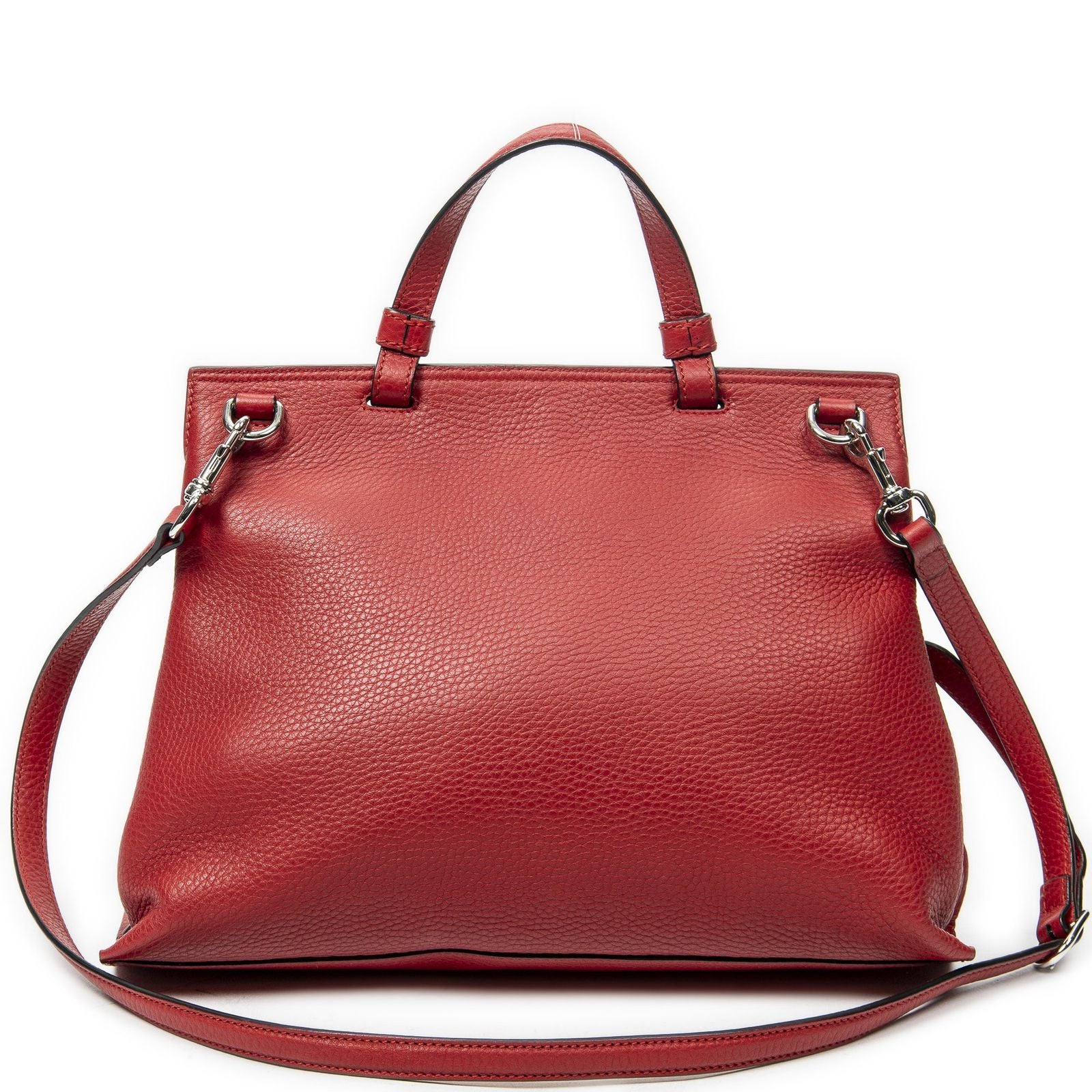 Gucci Midi Amfloral Bamboo Top Handle Red Gray Calfskin Leather — view 5