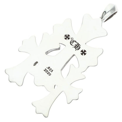 Chrome Hearts 3 CH Crs Sml Triple CH Cross Small Silver Necklace Top — view 2