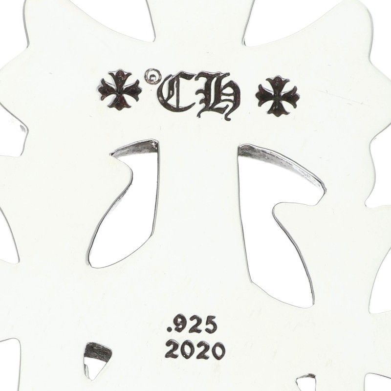 Chrome Hearts 3 CH Crs Sml Triple CH Cross Small Silver Necklace Top — view 3
