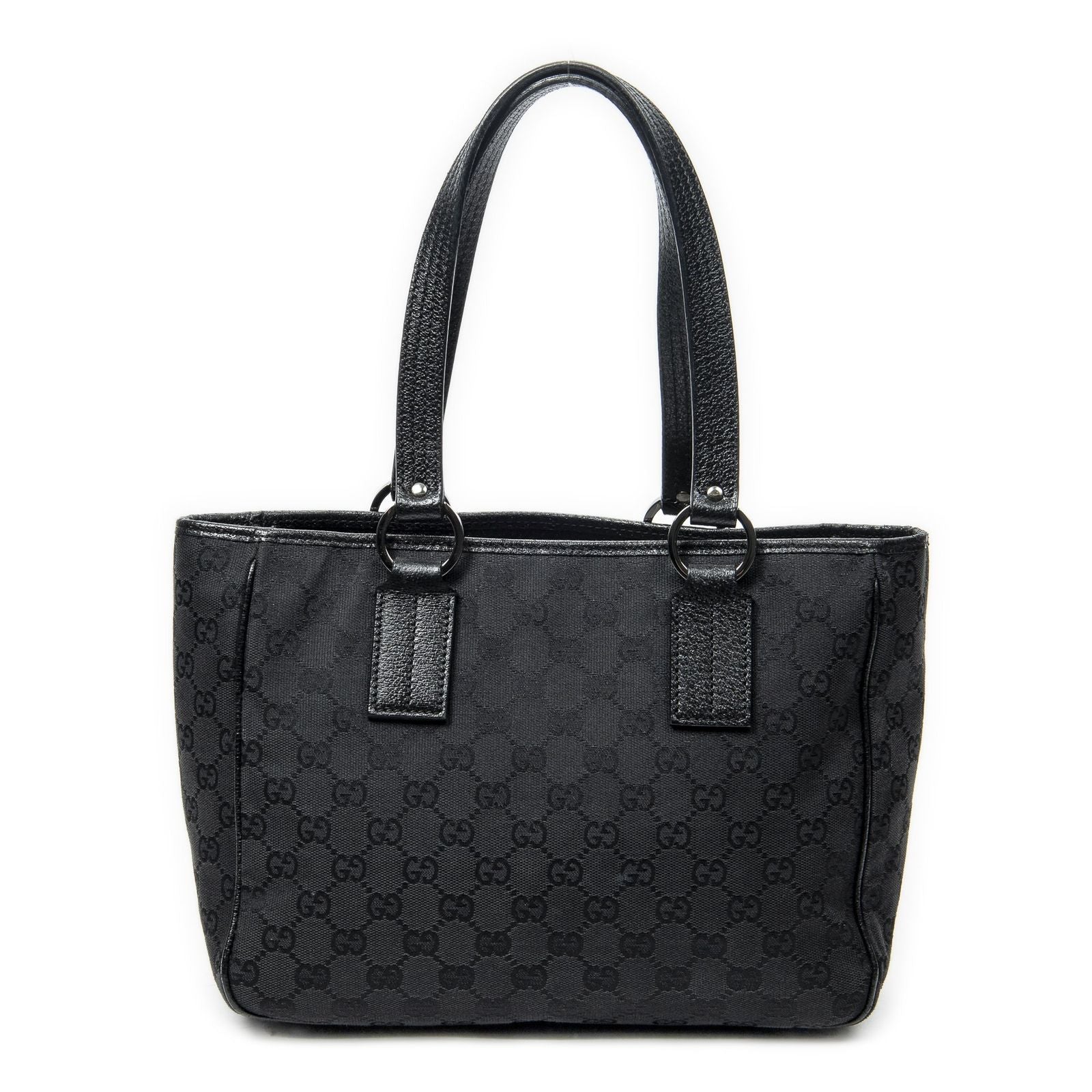 Gucci Small Shoulder Tote Black GG Canvas — view 5