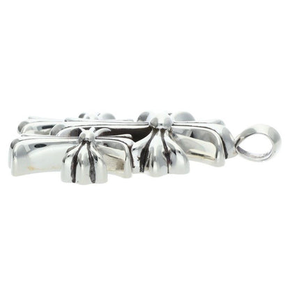 Chrome Hearts 3 CH Crs Sml Triple CH Cross Small Silver Necklace Top — view 5
