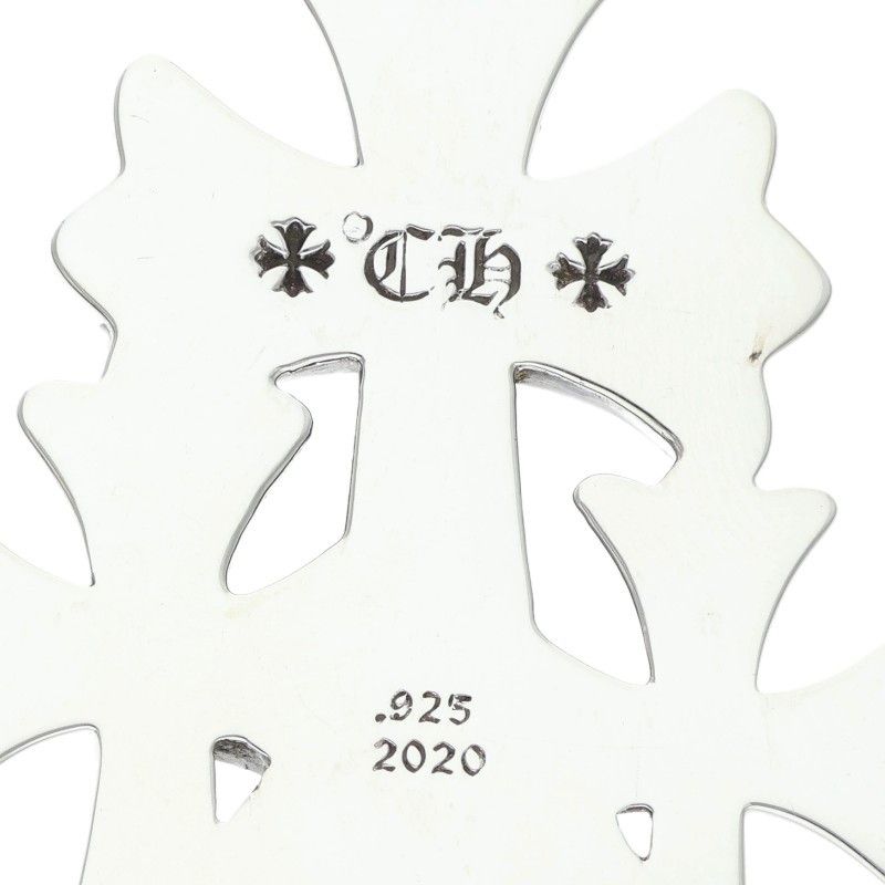 Chrome Hearts 3 CH Crs Sml Triple CH Cross Small Silver Necklace Top — view 3