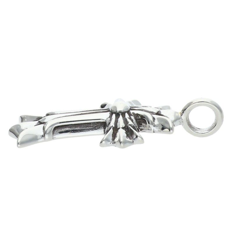 Chrome Hearts Dbl CH Crs Double CH Cross Silver Necklace Top — view 5