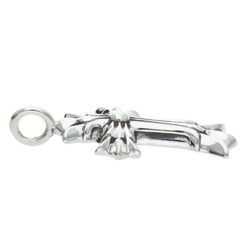 Chrome Hearts Dbl CH Crs Double CH Cross Silver Necklace Top — view 4