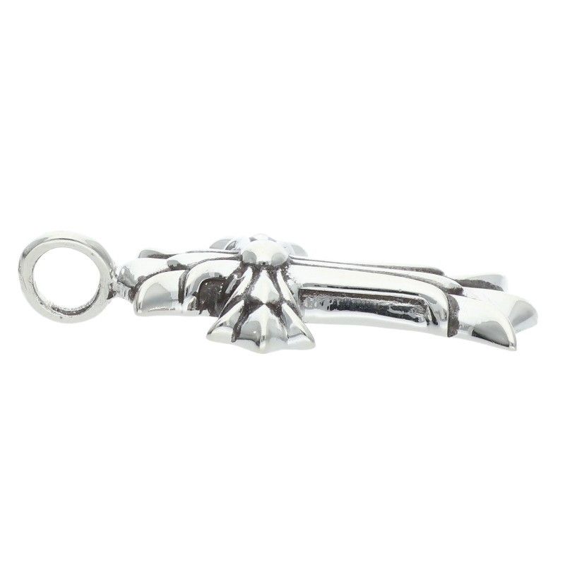 Chrome Hearts Dbl CH Crs Double CH Cross Silver Necklace Top — view 4