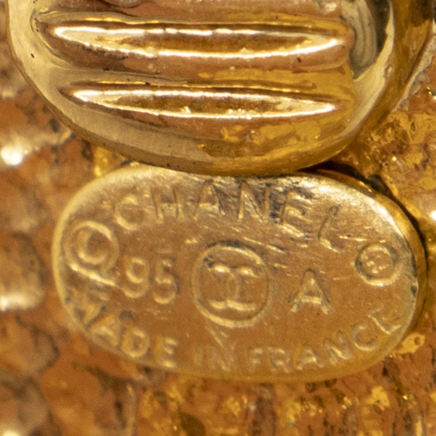 Chanel CC Logo Square Clip Type Earrings Gold Plated — view 3