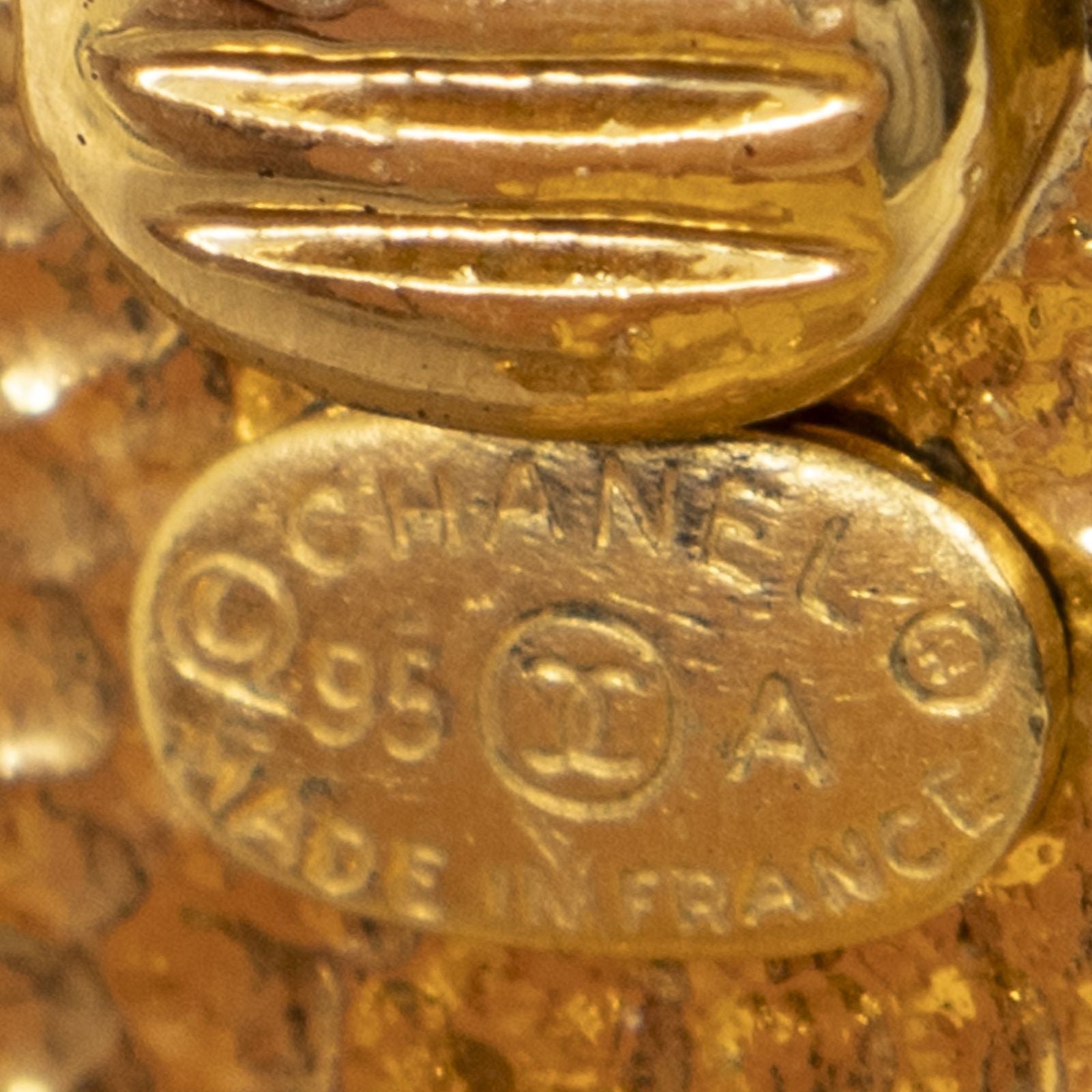Chanel CC Logo Square Clip Type Earrings Gold Plated — view 3