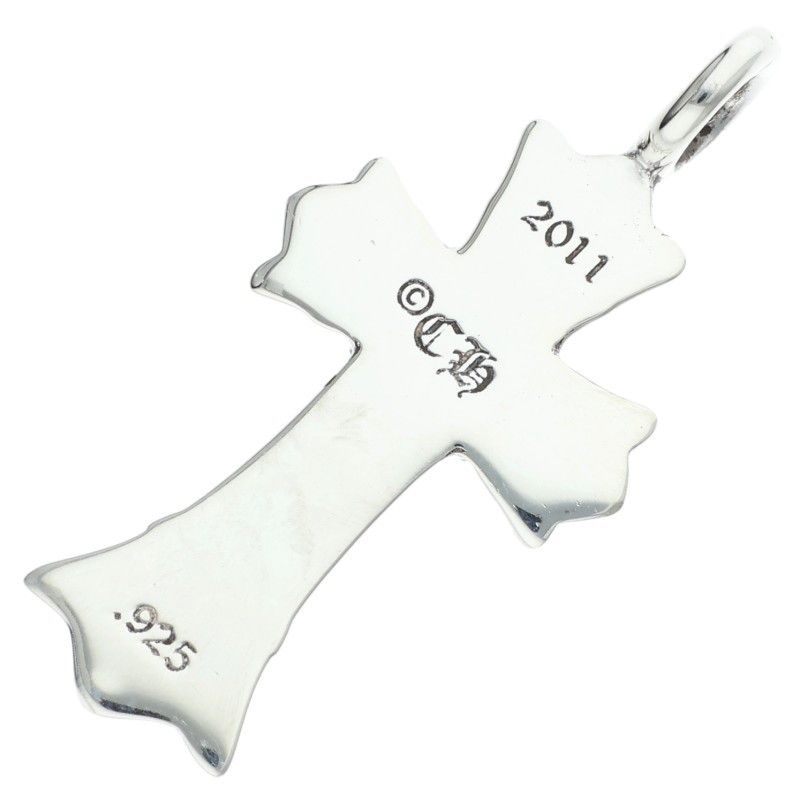 Chrome Hearts Dbl CH Crs Double CH Cross Silver Necklace Top — view 2