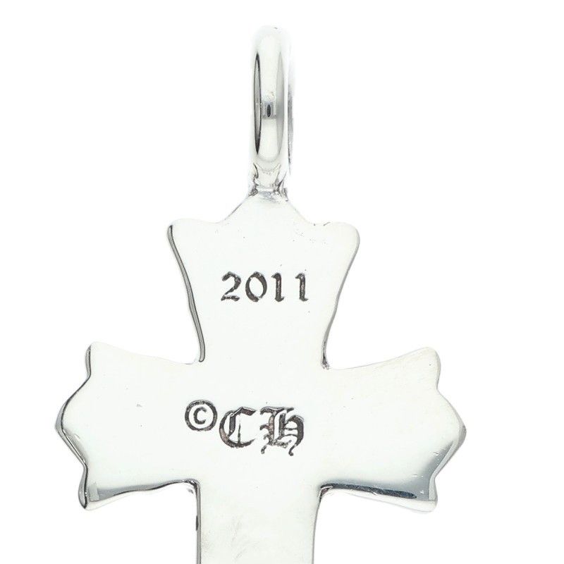 Chrome Hearts Dbl CH Crs Double CH Cross Silver Necklace Top — view 3
