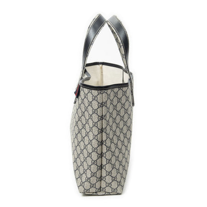 Gucci Web Loop Tote Beige Navy Supreme Canvas — view 3