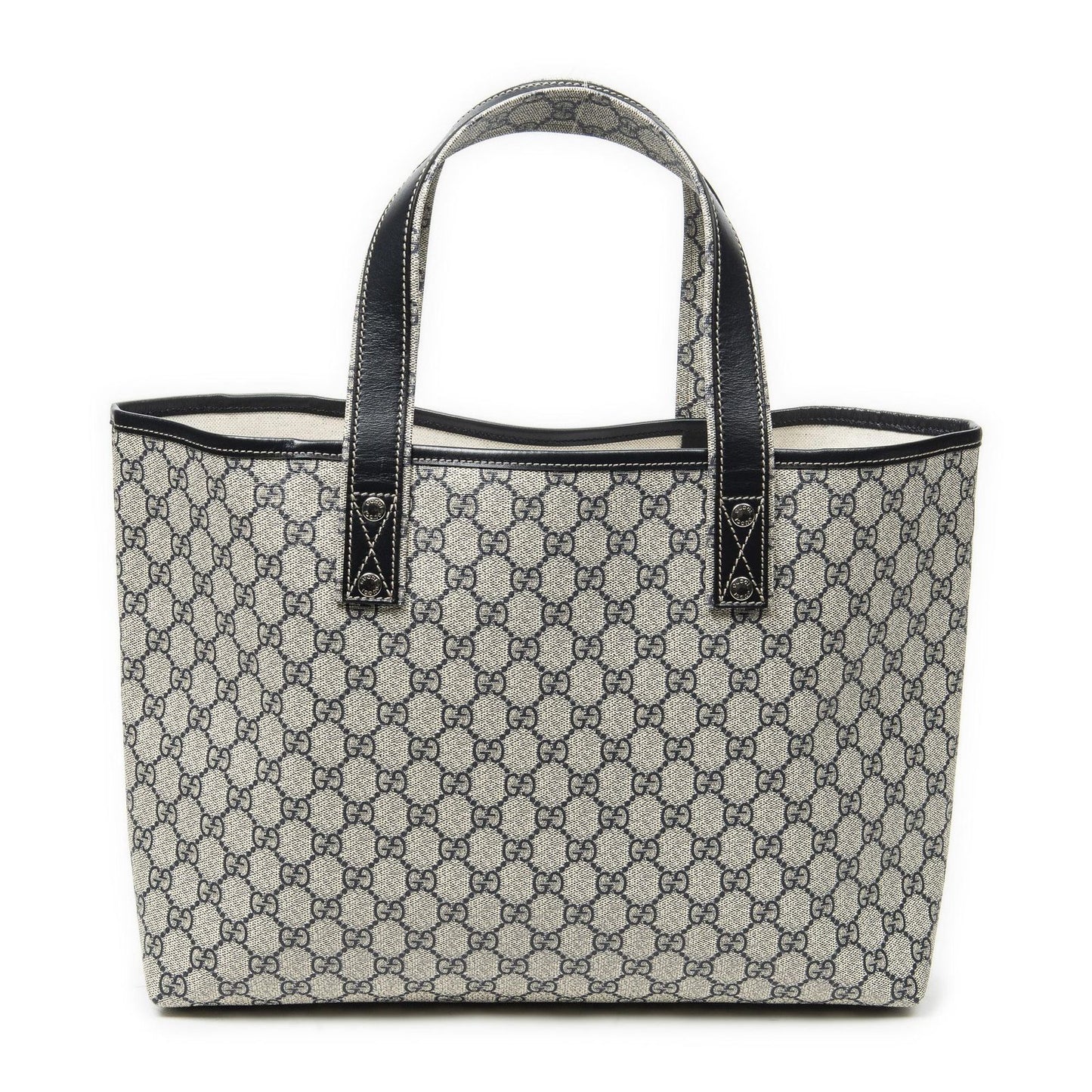 Gucci Web Loop Tote Beige Navy Supreme Canvas — view 5