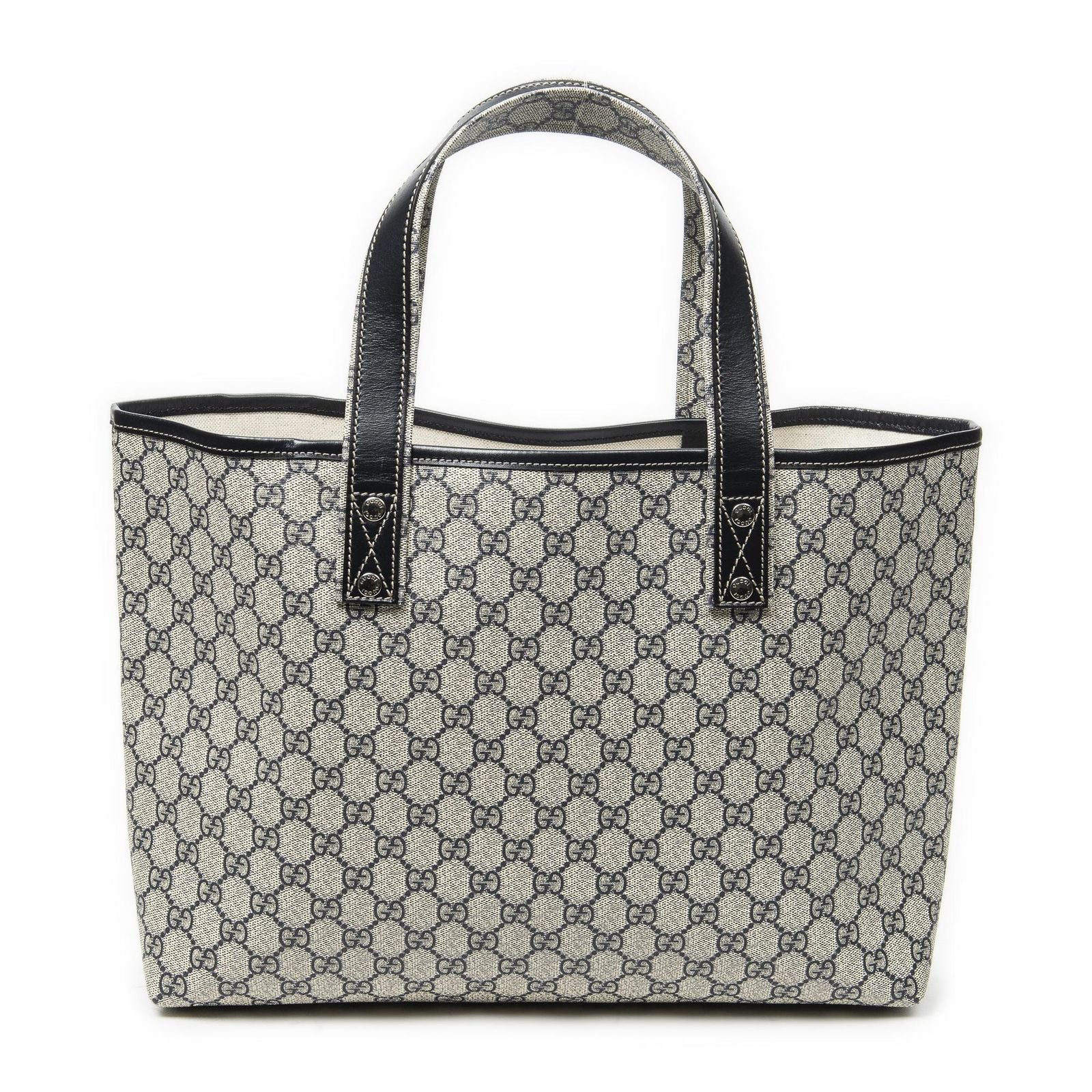 Gucci Web Loop Tote Beige Navy Supreme Canvas — view 5