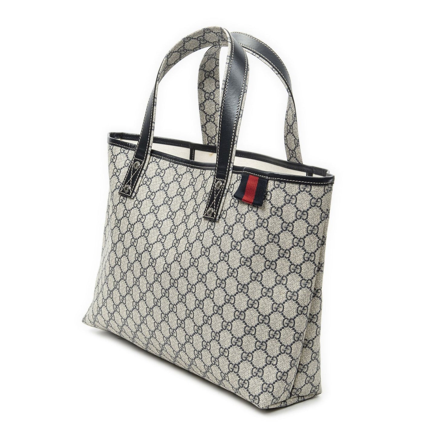 Gucci Web Loop Tote Beige Navy Supreme Canvas — view 2