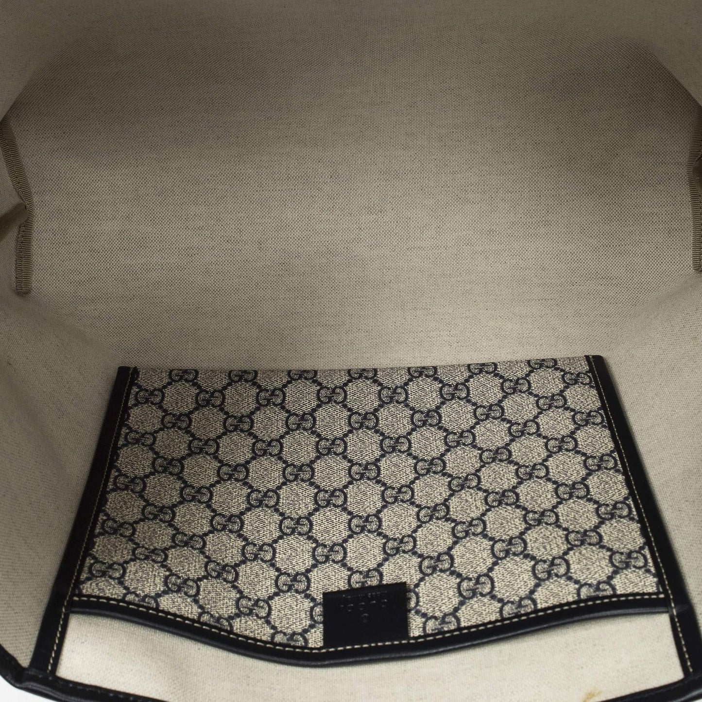Gucci Web Loop Tote Beige Navy Supreme Canvas — view 9