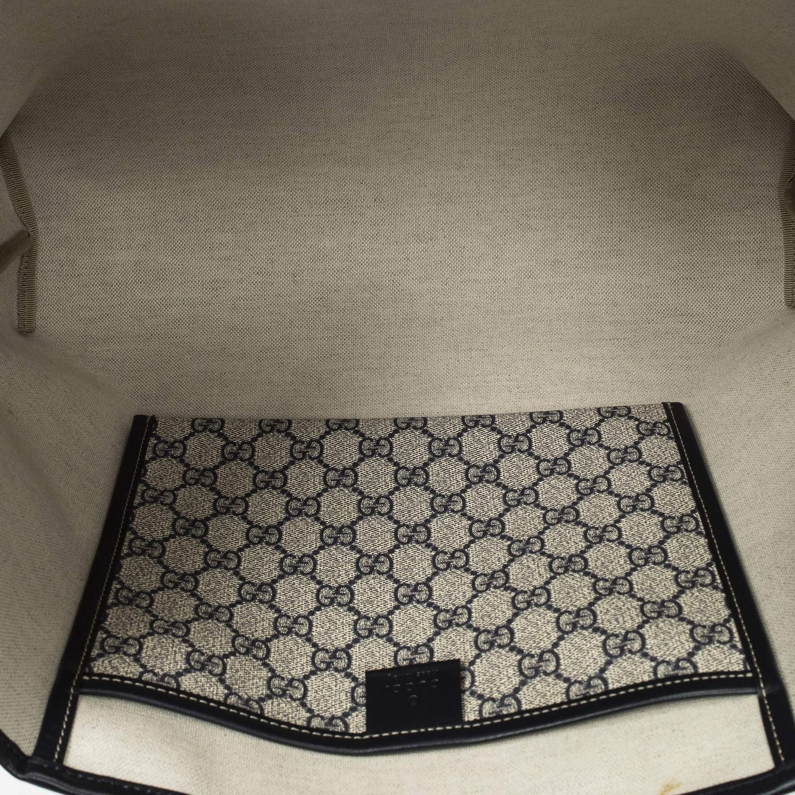 Gucci Web Loop Tote Beige Navy Supreme Canvas — view 9