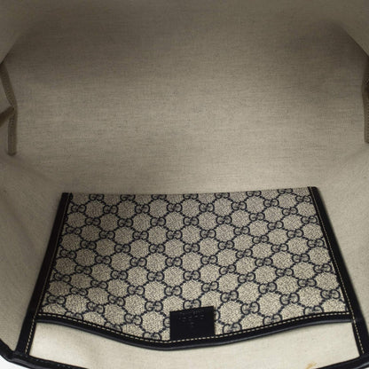 Gucci Web Loop Tote Beige Navy Supreme Canvas — view 9