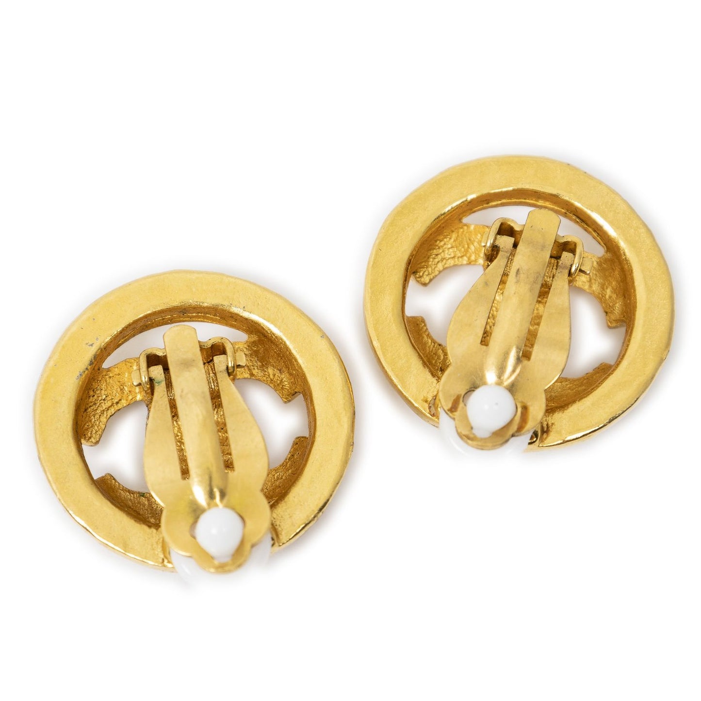 Chanel CC Logo Round Clip Type Earrings Gold Plated — view 2