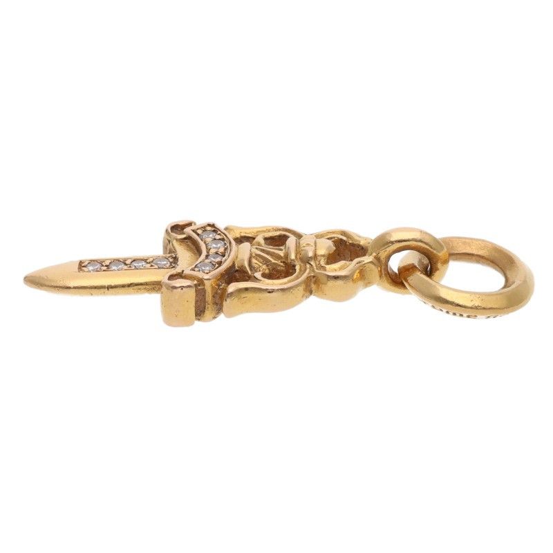 Chrome Hearts 22k P Dmnd a Charm Aftermarket Pave Diamond Gold Necklace Top — view 4