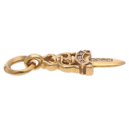 Chrome Hearts 22k P Dmnd a Charm Aftermarket Pave Diamond Gold Necklace Top — view 5