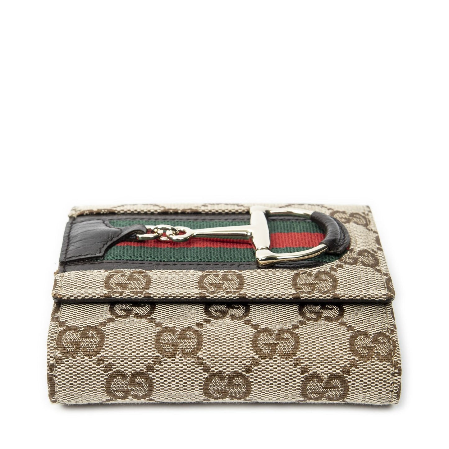 Gucci Horsebit Trifold Wallet Beige Brown GG Canvas — view 3