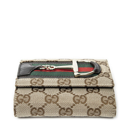 Gucci Horsebit Trifold Wallet Beige Brown GG Canvas — view 3