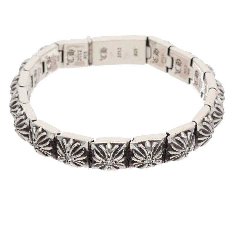 Chrome Hearts Pyramid Pls Lnk 3 8 P D Plus Link Pave Diamond Silver Bracelet