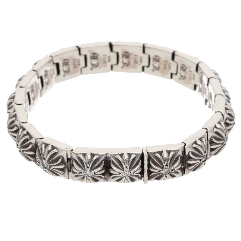 Chrome Hearts Pyramid Pls Lnk 3 8 P D Plus Link Pave Diamond Silver Bracelet — view 2
