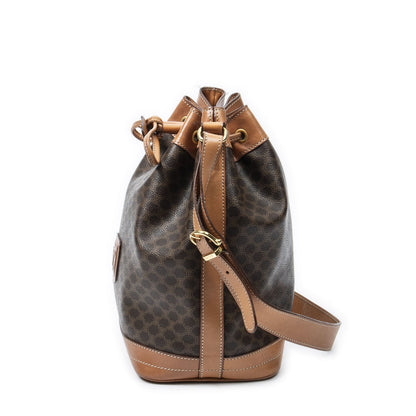 Celine Vintage Side Zip Bucket Tote Brown Macadam Canvas — view 3