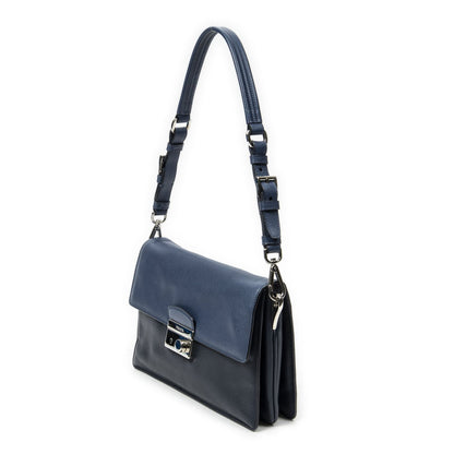 Prada Sound Lock Flap Navy Saffiano Leather — view 2