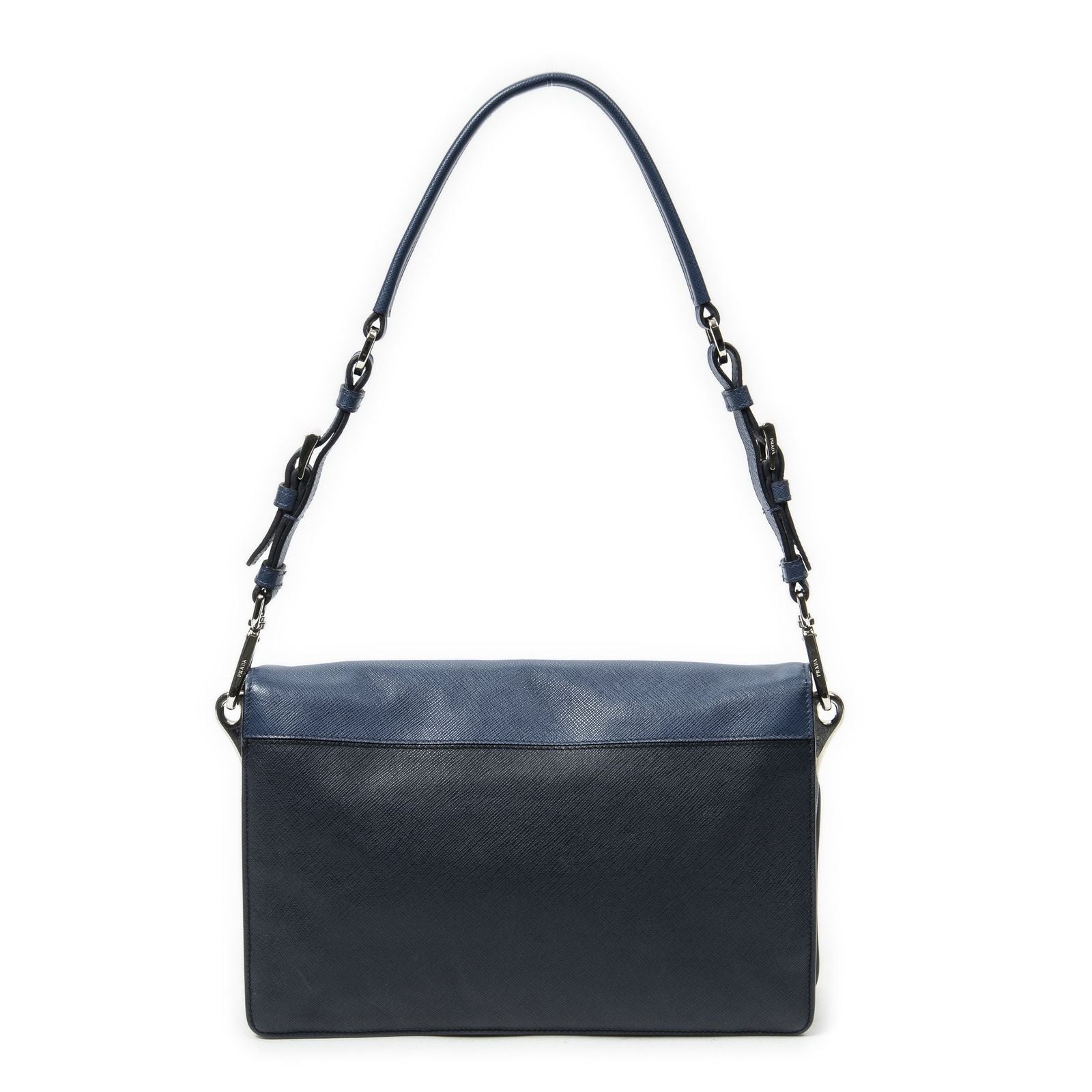Prada Sound Lock Flap Navy Saffiano Leather — view 5