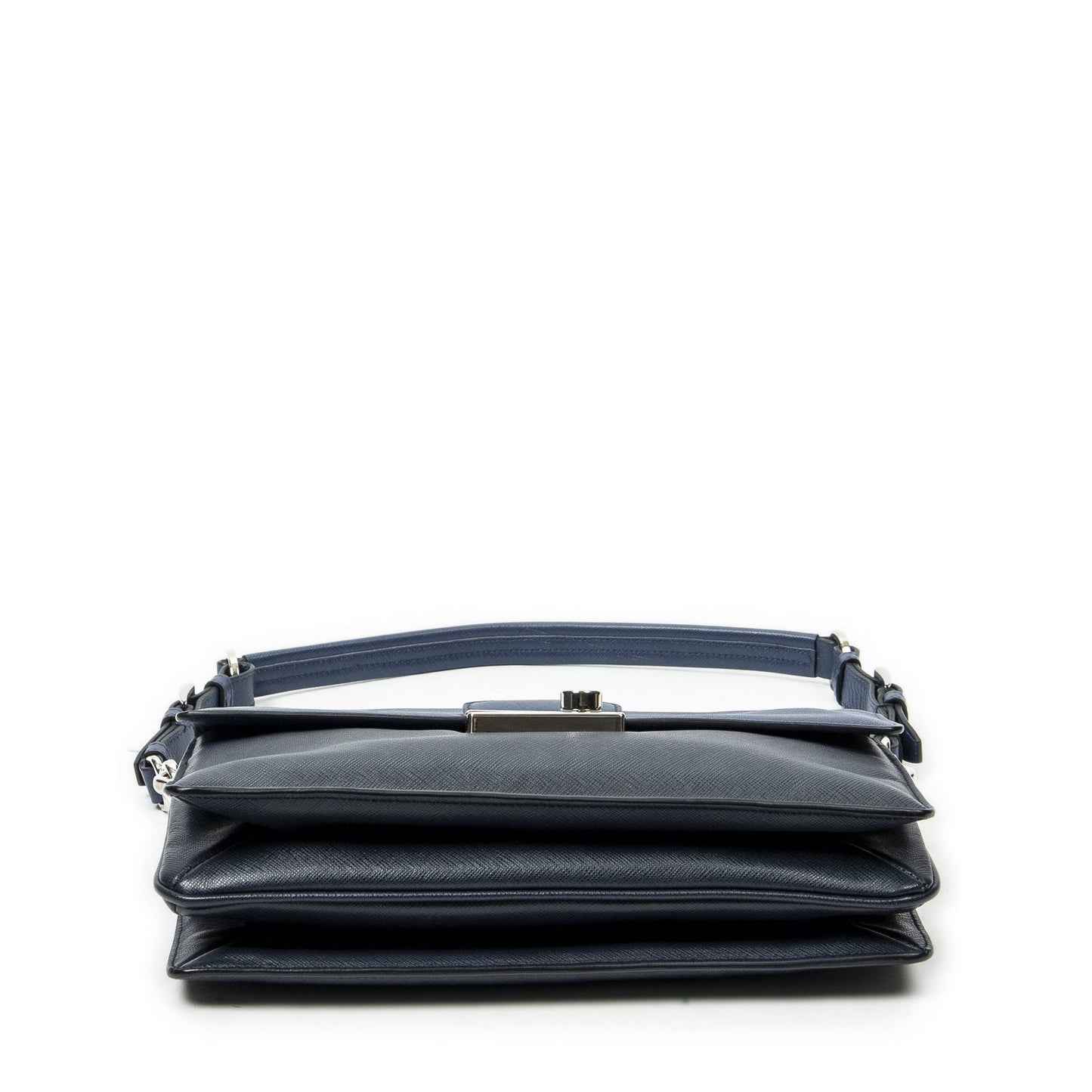 Prada Sound Lock Flap Navy Saffiano Leather — view 6