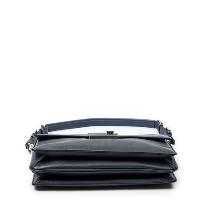 Prada Sound Lock Flap Navy Saffiano Leather — view 6