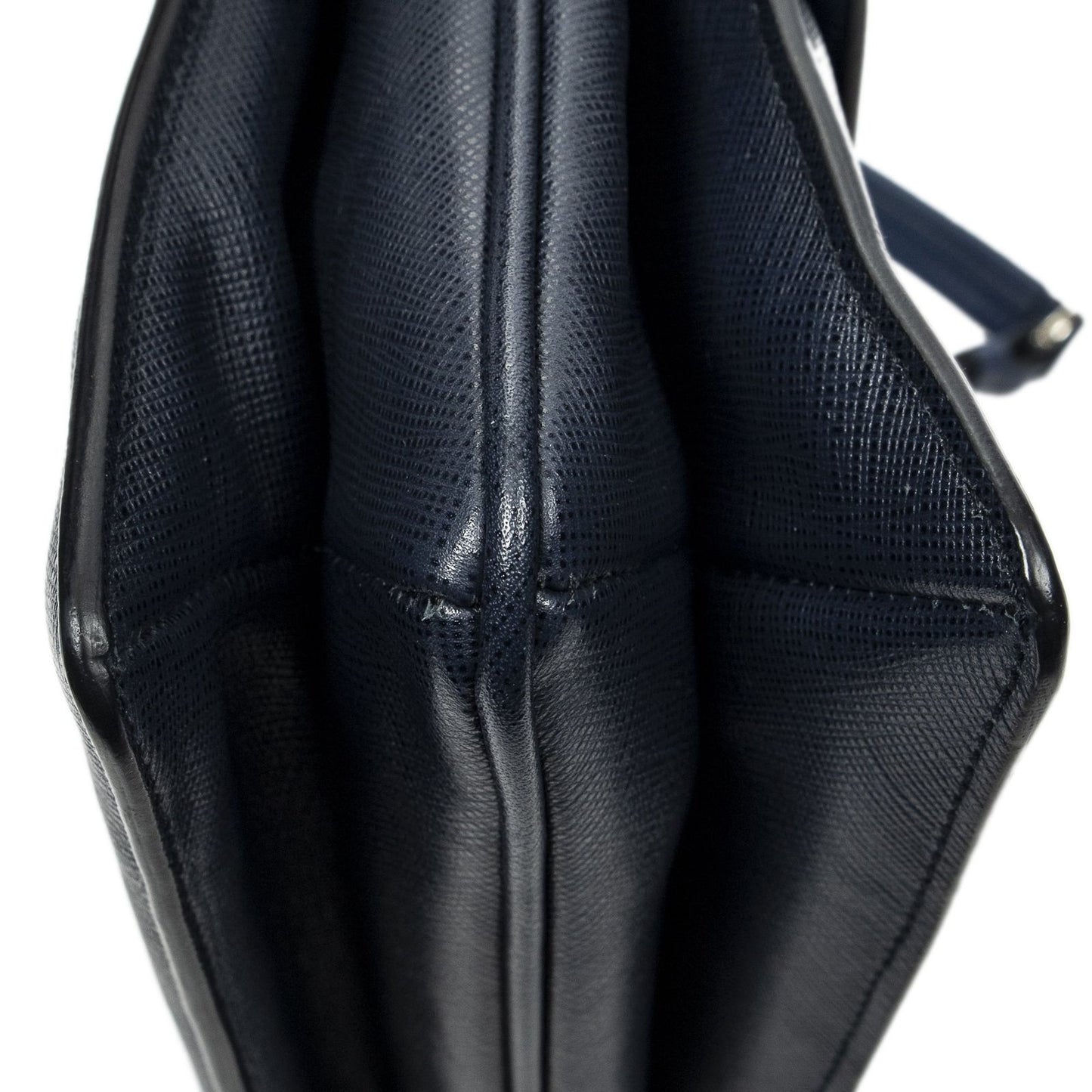 Prada Sound Lock Flap Navy Saffiano Leather — view 7
