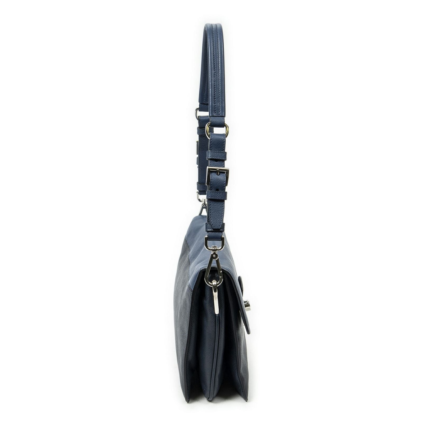 Prada Sound Lock Flap Navy Saffiano Leather — view 4