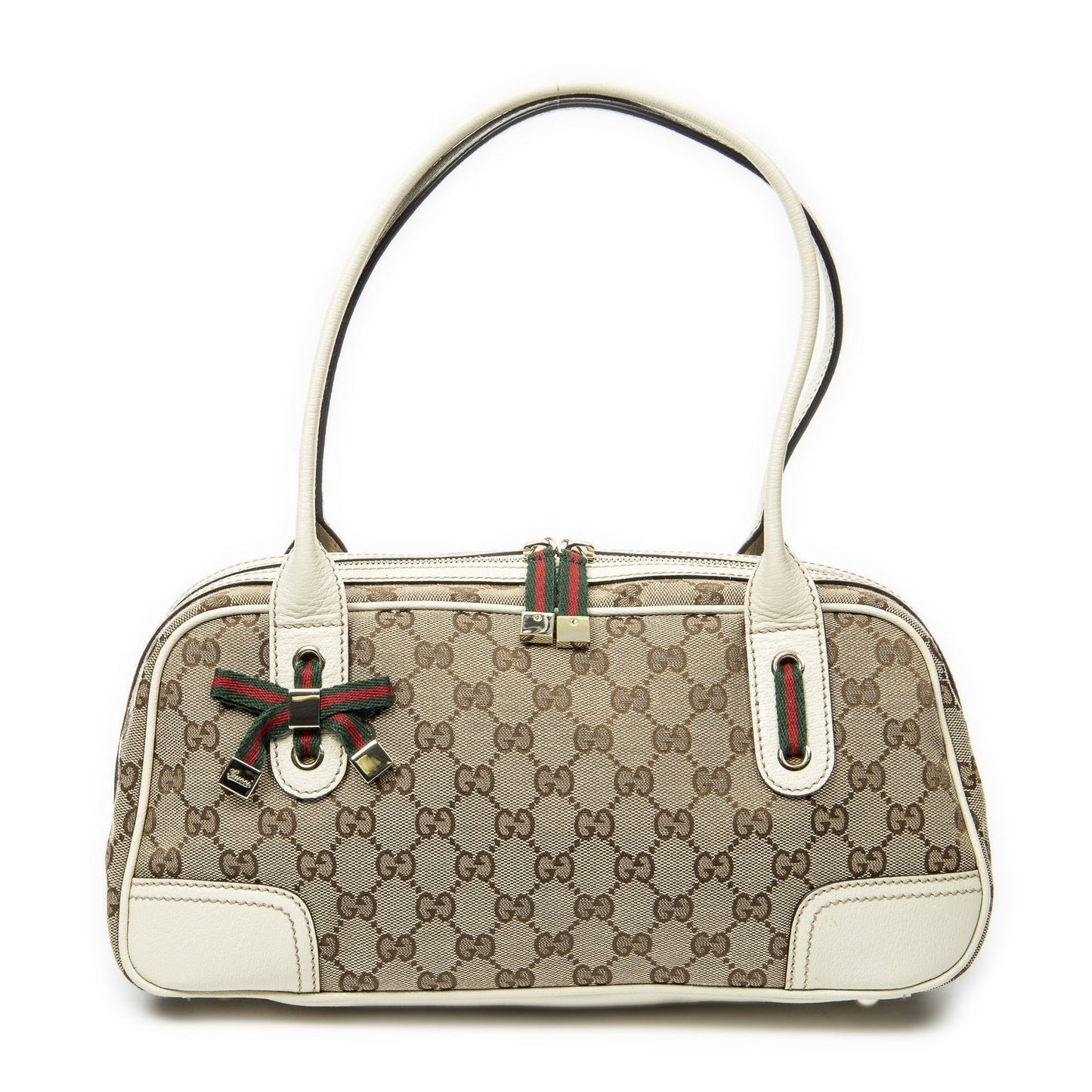 Gucci Princi Boston Beige Ivory GG Canvas Messenger Bag