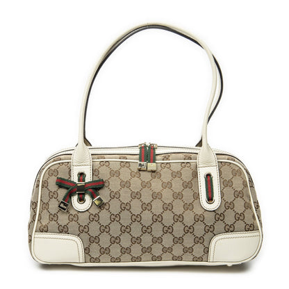 Gucci Princi Boston Beige Ivory GG Canvas Messenger Bag