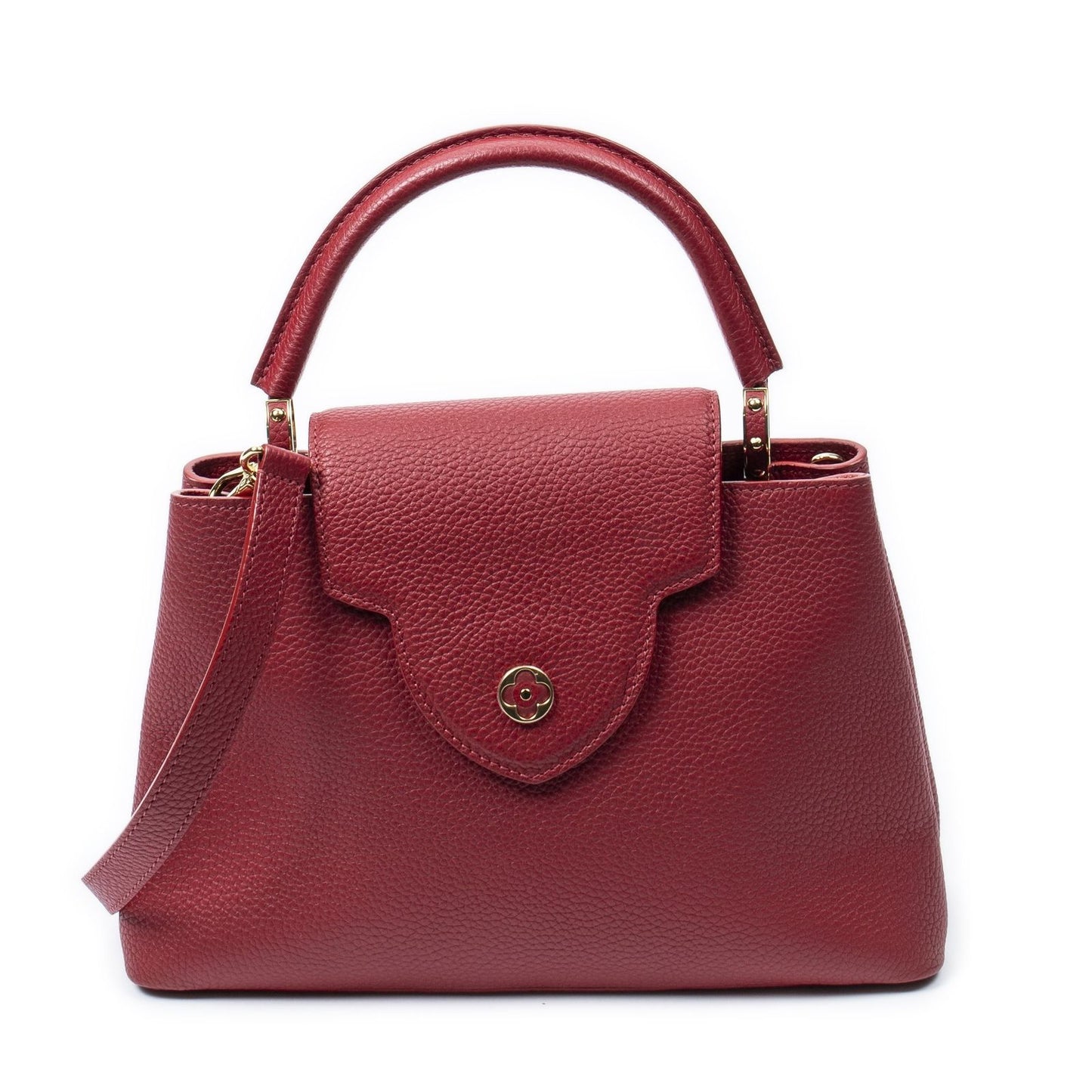 Louis Vuitton Capucines Red Taurillon Clemence Leather Messenger Bag