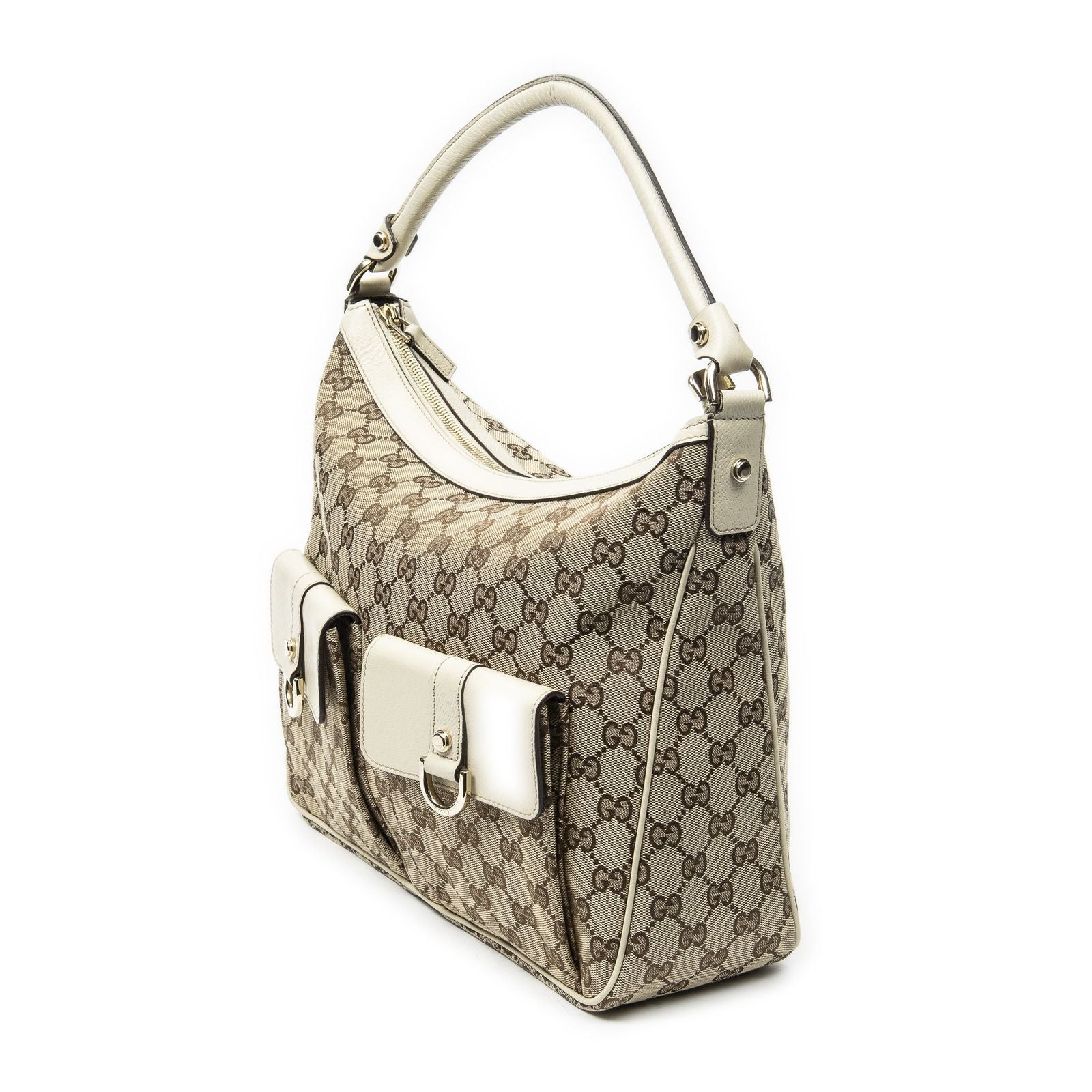 Gucci Abbey Pocket Hobo Beige Ivory GG Canvas — view 2