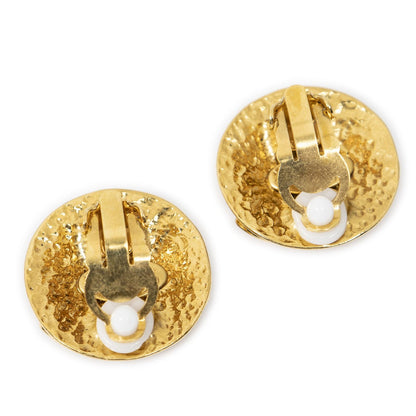 Chanel CC Logo Round Clip Type Earrings Gold Plated — view 2