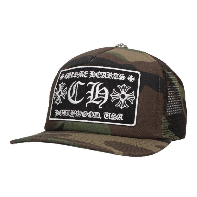 Chrome Hearts Trucker Cap Truck Khaki Cap CH Camouflage Mesh Hat with Patch