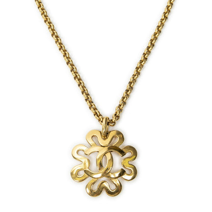 Chanel CC Logo Clover Pendant Chain Necklace Gold Plated — view 2