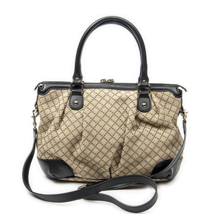 Gucci Sukey Top Handle Beige Black Diamante Canvas — view 5