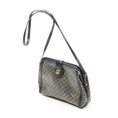 Celine Vintage Flap Crossbody Navy Beige Macadam Canvas — view 2