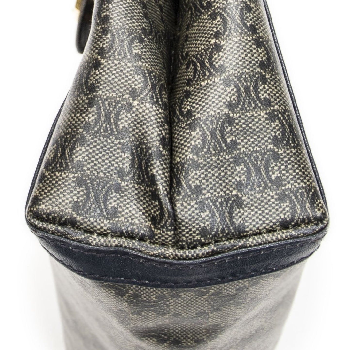 Celine Vintage Flap Crossbody Navy Beige Macadam Canvas — view 8