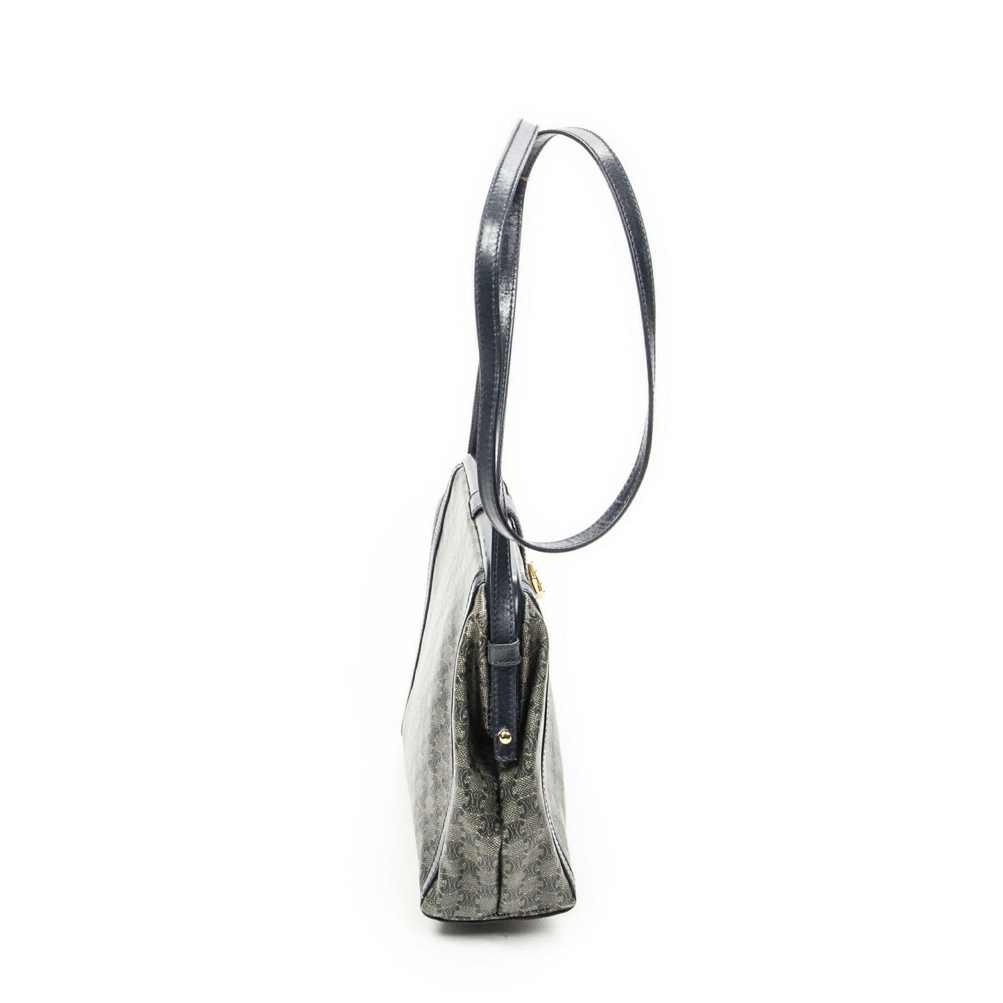 Celine Vintage Flap Crossbody Navy Beige Macadam Canvas — view 4